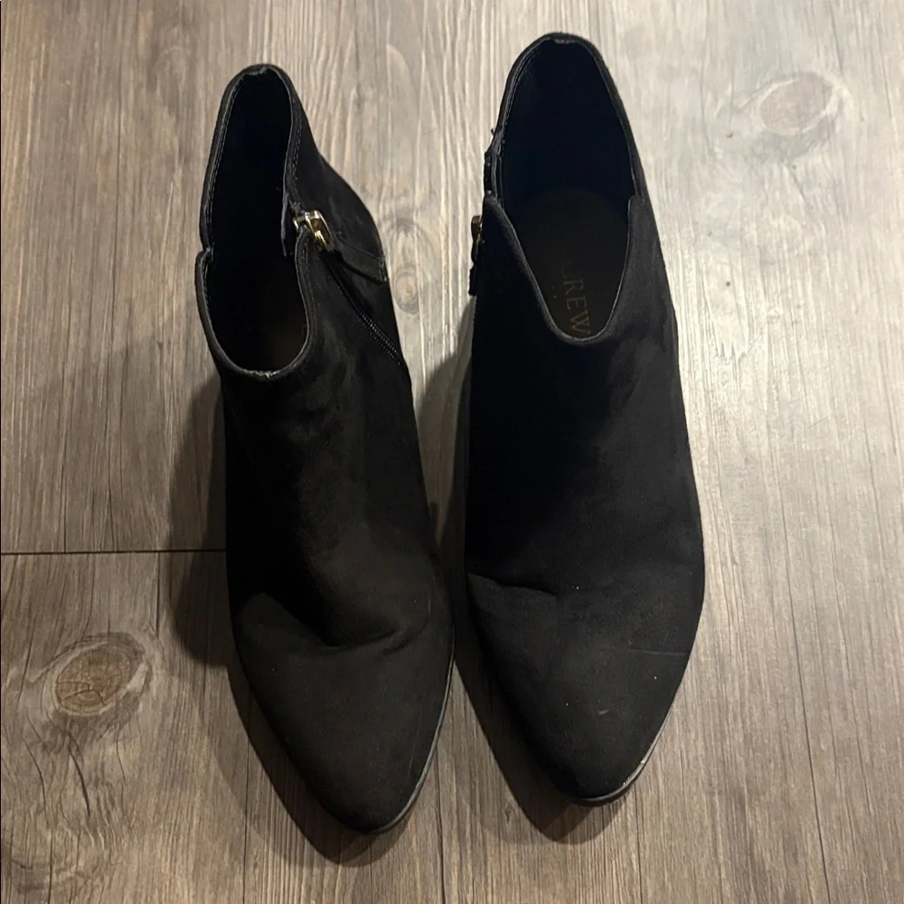 J. Crew Women’s Faux Suede Black Flat Ankle Boots